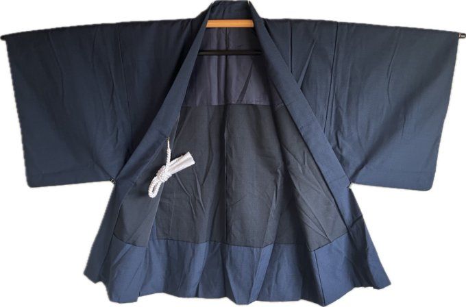 Antique haori soie bleu Tsumugi homme
