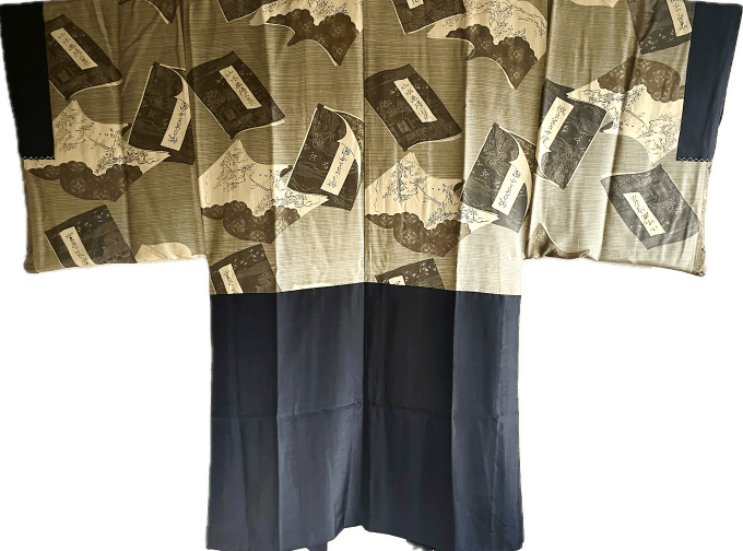 Haori Homme Antique en Soie Noire - Futatsu Hiki MonTsuki- SanSuiGaden 山水画傳