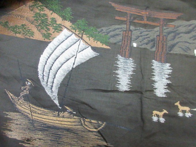 Set Antique haori & kimono japonais samourai soie noire Ura Awase Montsuki Miyajima homme