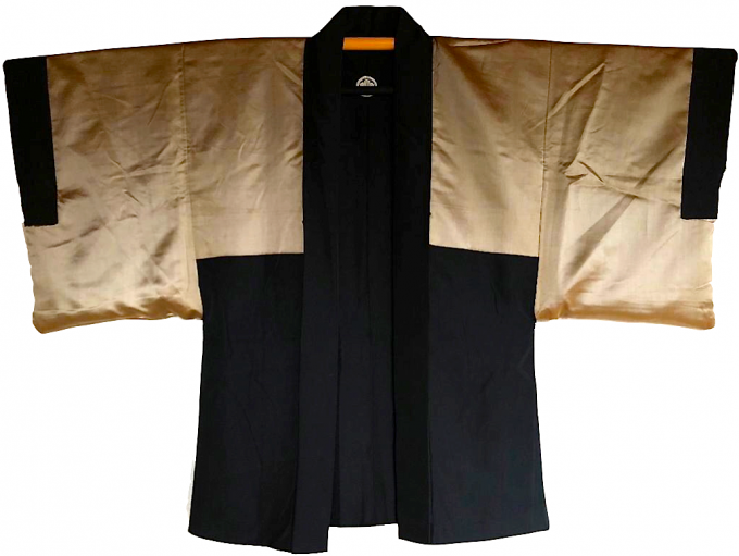 Luxe antique kimono Haori soie noire Maruni Kikyo Montsuki Jinja Kyonen no Omoide homme