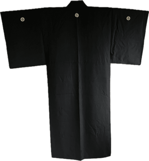 Kimono japonais Homme Antique Soie Noire - Formel - Futatsu Hiki MonTsuki