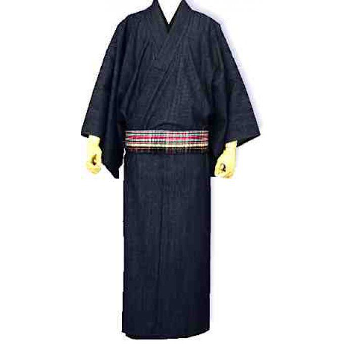 Kimono traditionnel japonais coton bleu marine Denim (Jeans) homme "HandMade in Japan"