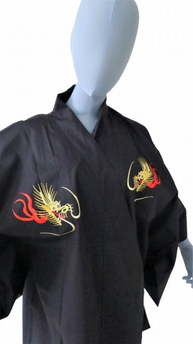 Kimono japonais Shin Hiryu coton noir homme "Made in Japan"