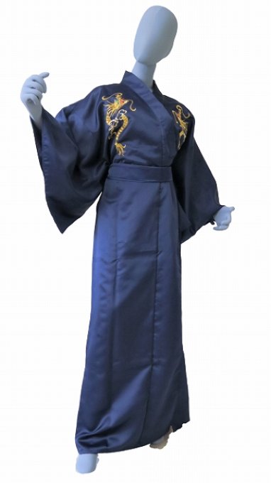 Kimono japonais Shin itto ryu polyester bleu marine homme "Made in Japan" 
