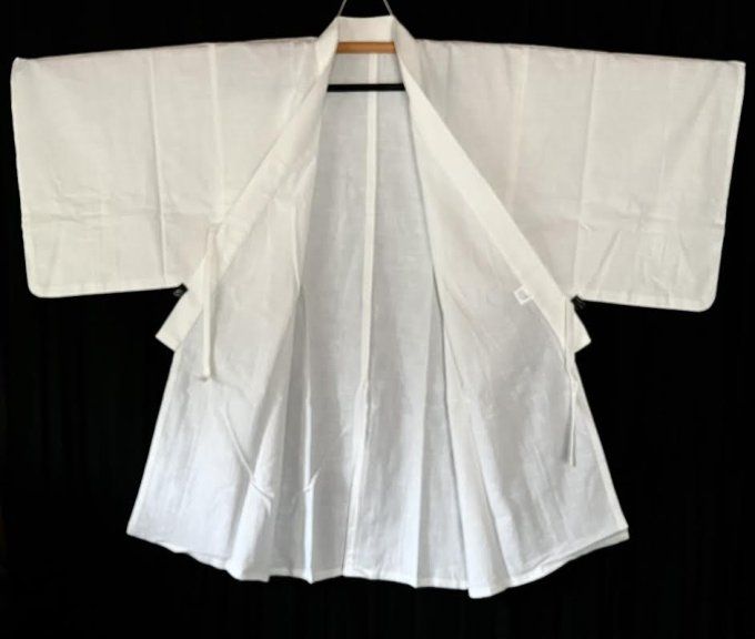 Luxe kimono traditionnel japonais Hangi  coton blanchi Taille 2L homme - Fait main au Japon
