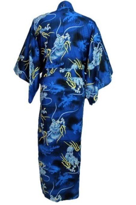 Yukata Dragon bleu marine coton homme