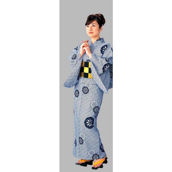Yukata Odori O Rin coton bleu marine femme
