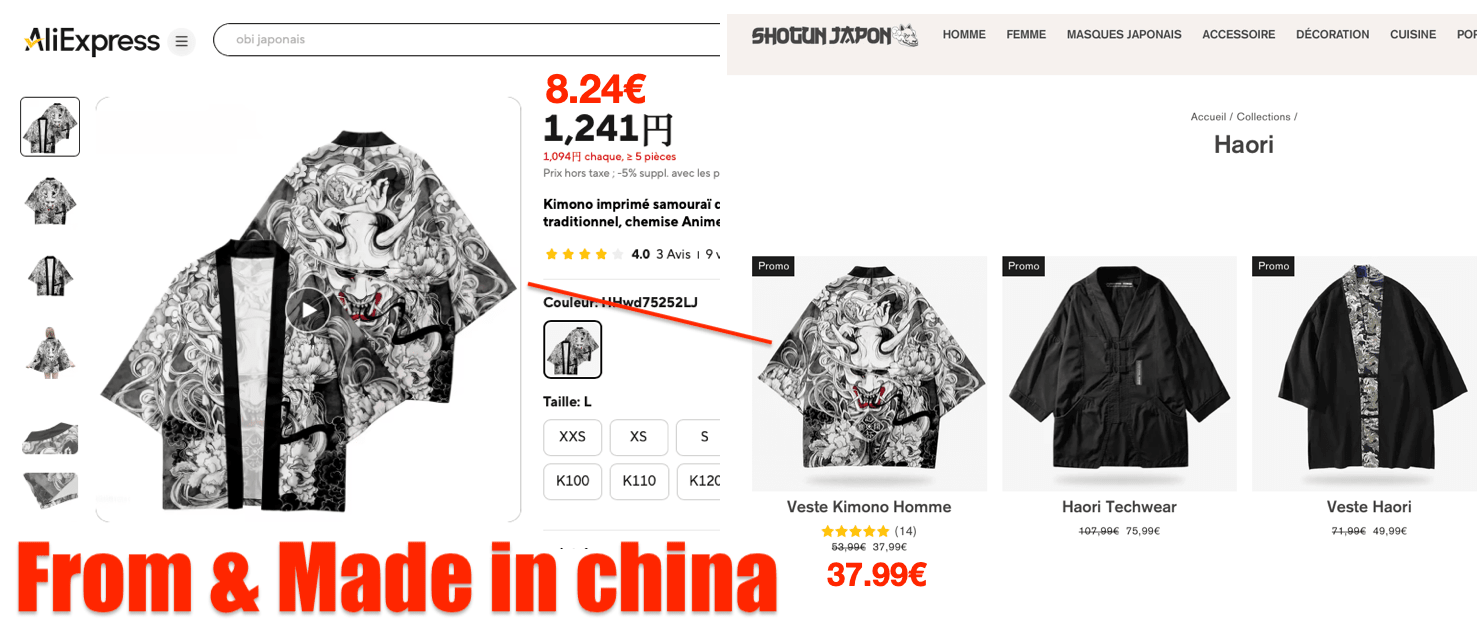 Acheté en Chine sur AliExpress revendu sur Shogun Japon