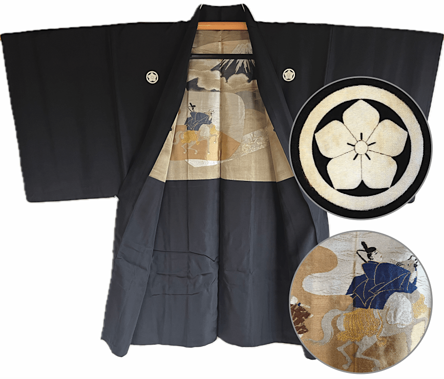 Haori Japonais Traditionnel Homme Antique - Voyage de Yoritomo au Fuji San